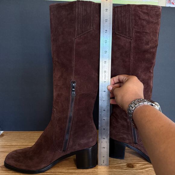 Rag & Bone Espresso Brown Suede Knee High Tall Heeled Boots Womens 37 - Picture 11 of 12
